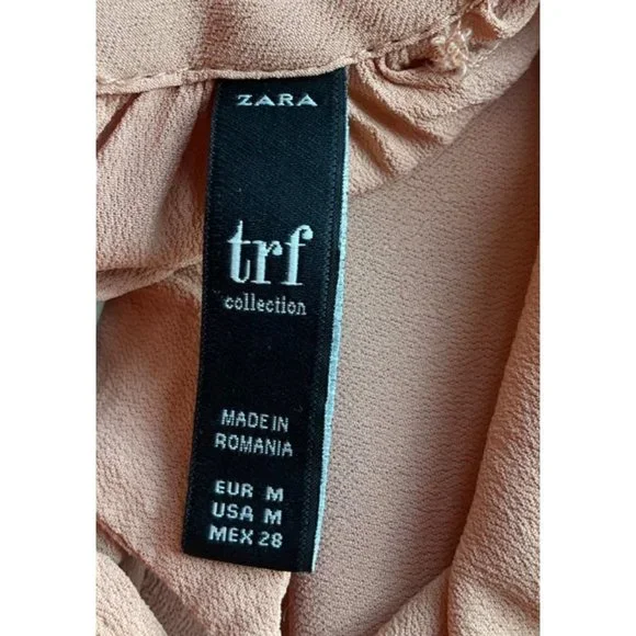 Zara trf womens size Medium maxi dress blush pink bows (see flaws) - Picture 6 of 11